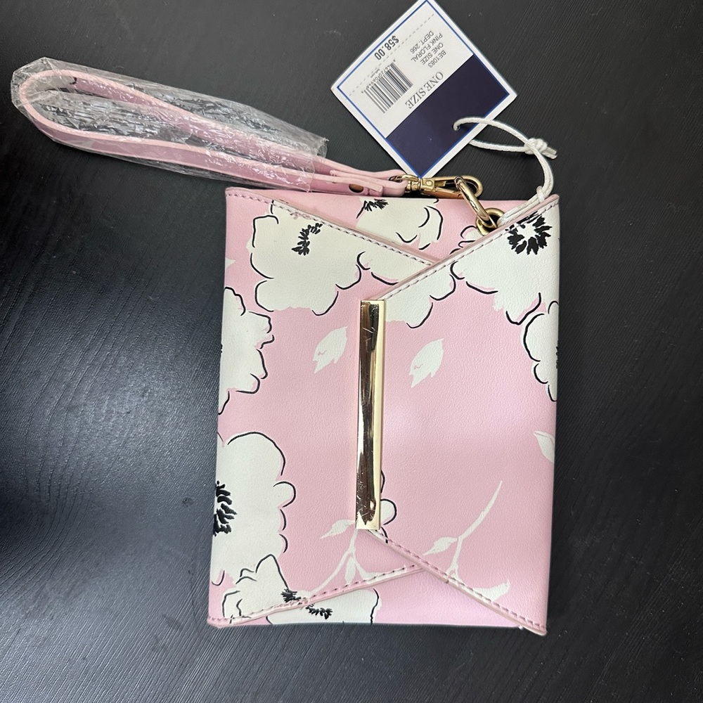 Kaari blue-Floral cute wristlet clutch with card holder inside